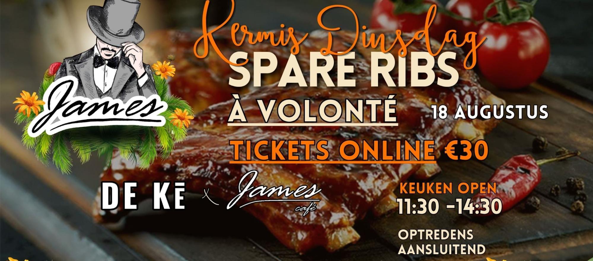 Spare Ribs Kermis Dinsdag Cafe James banner