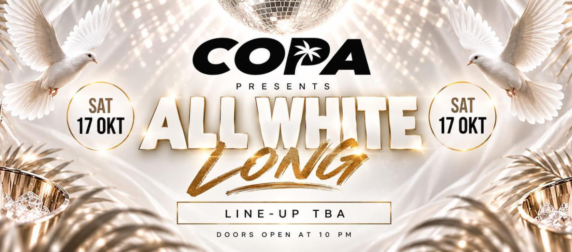 All white long banner