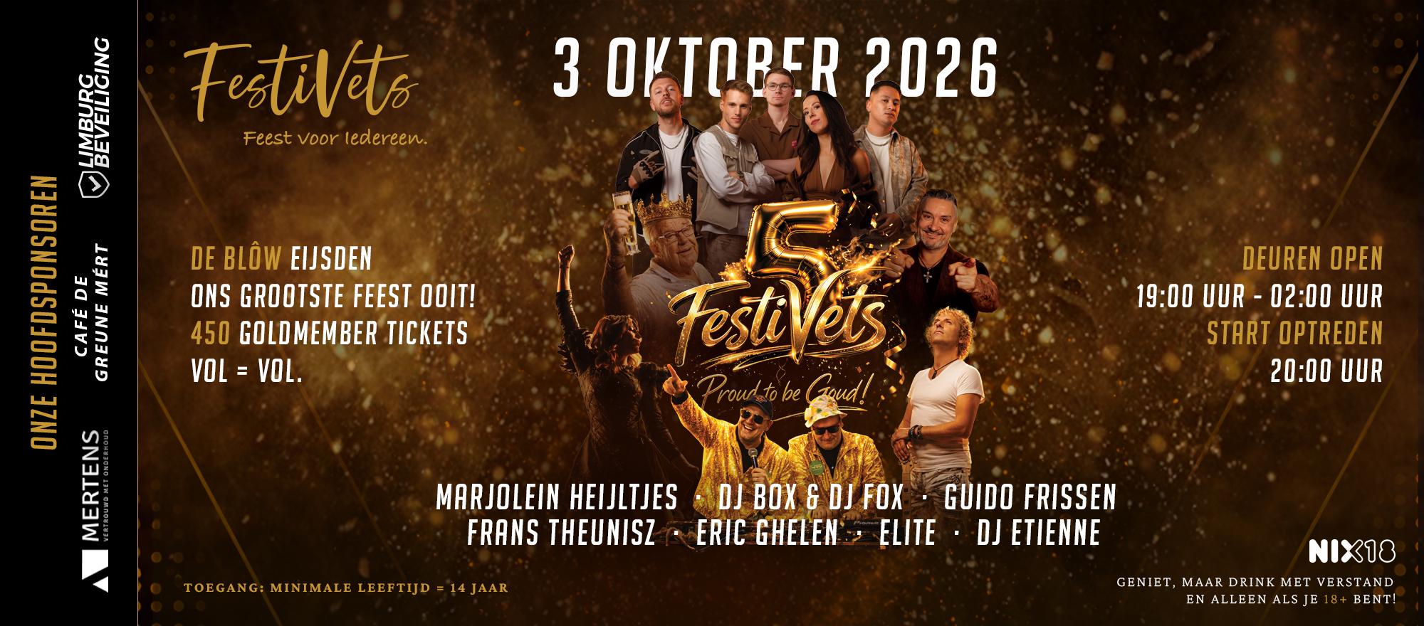 5 jaar FestiVets - Proud to be Goud banner